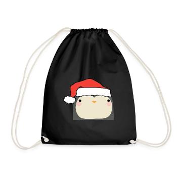 Christmas Penguin - Drawstring Bag - black - Front