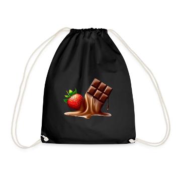 Schokolade und Erdbeere - Turnbeutel - Schwarz - Vorne