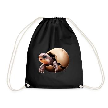Turtle hatches from the egg - Drawstring Bag - black - Front