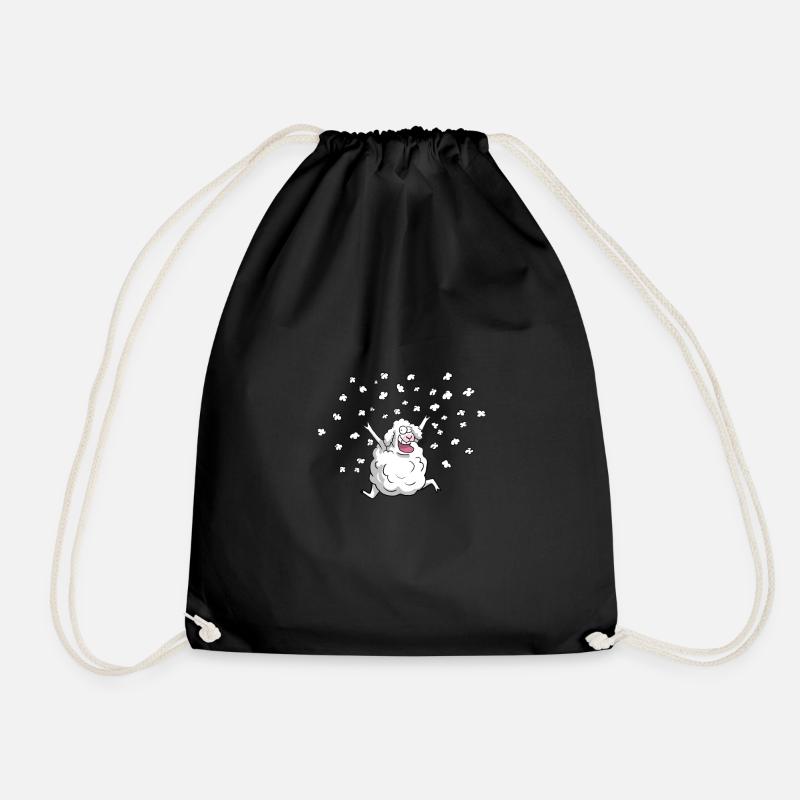 Sheep in the snow - Drawstring Bag - black