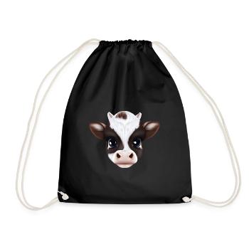 Cute cow face - Farm - Drawstring Bag - black - Front