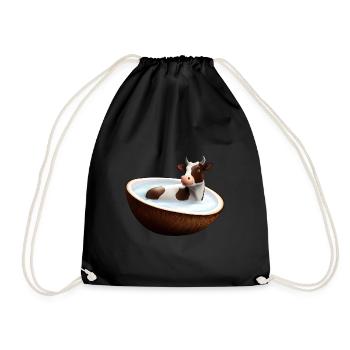 Cow in coconut - Drawstring Bag - black - Front
