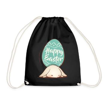 Doux lapin de Pâques avec oeuf coloré et lettrage - Sac de sport léger - noir - Devant