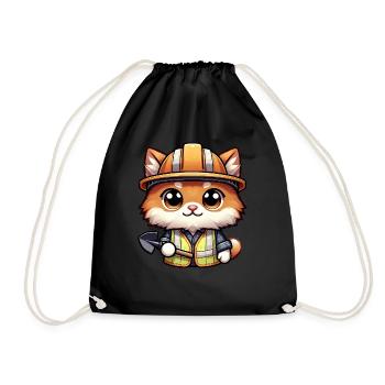 Mignon chat ouvrier de la construction - Sac de sport léger - noir - Devant