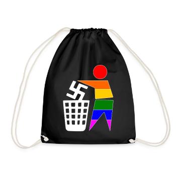 halte deine umwelt sauber - gegen rechts - Turnbeutel - Schwarz - Vorne