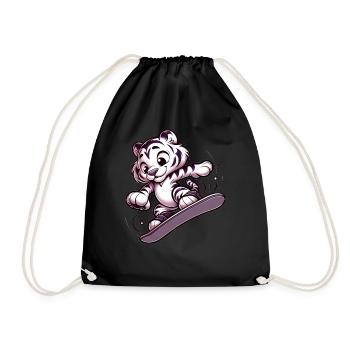 Tigre snowboarder mignon - Sac de sport léger - noir - Devant