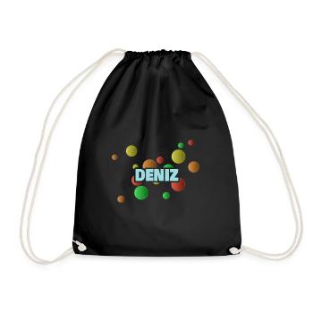 Gift for Deniz Deniz First name - Drawstring Bag - black - Front