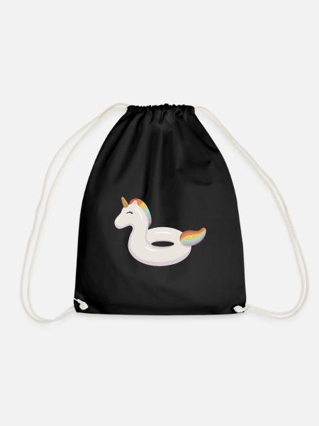 Einhorn Symbol Wassertier - Turnbeutel - Schwarz