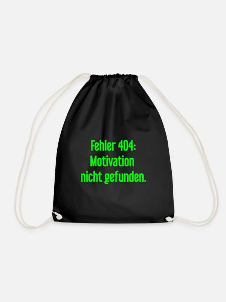 Fehler 404: Motivation nicht gefunden - Turnbeutel - Schwarz