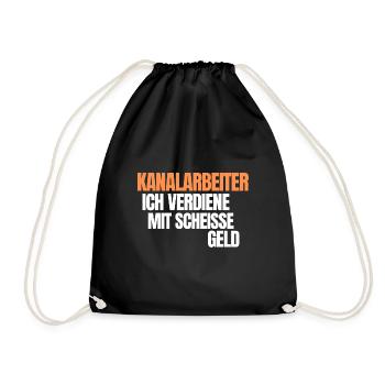 Kanalreiniger Abwasserspezialist Rohrreiniger - Turnbeutel - Schwarz - Vorne
