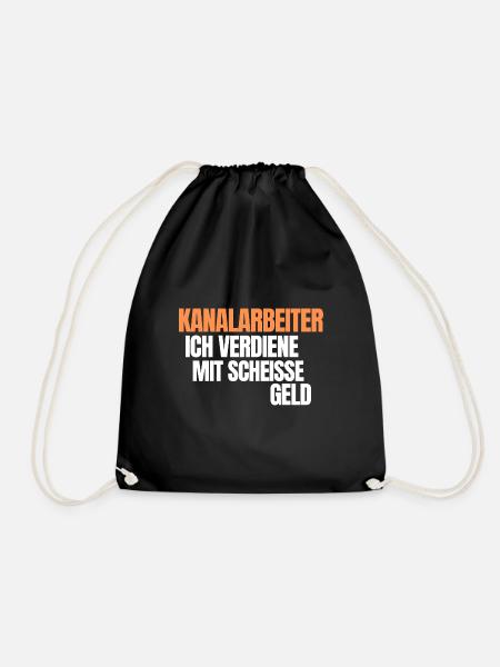 Kanalreiniger Abwasserspezialist Rohrreiniger - Turnbeutel - Schwarz