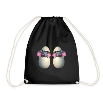 Baby elephant hatch - Drawstring Bag - black - Front