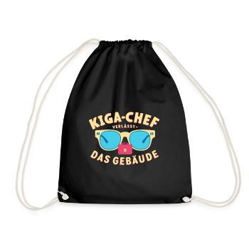Kiga-Chef Abschiedsgeschenk: Kita Absolvent Einsch - Turnbeutel - Schwarz - Vorne