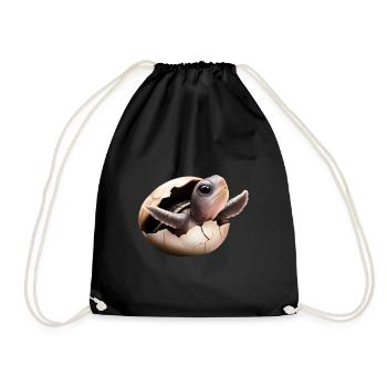 Turtle hatches from the egg - Drawstring Bag - black - Front