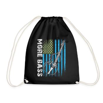 More Bass Double Bass with American Flag - Drawstring Bag - black - Front