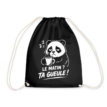 Le matin ? ta gueule ! panda humour café fatigué - Sac de sport léger - noir - Devant