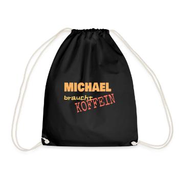 Geschenk für Michael - Turnbeutel - Schwarz - Vorne