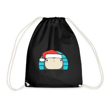 Christmas Penguin - Drawstring Bag - black - Front