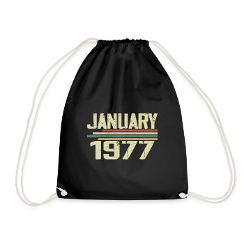 Januar 1977 - Geburtstagsgeschenk Januar 1977 - Turnbeutel - Schwarz - Vorne