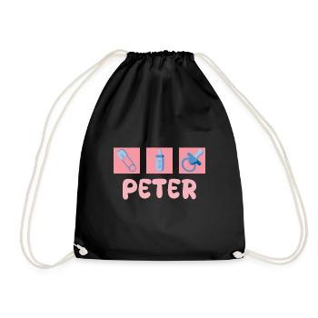 Gift for Peter - Drawstring Bag - black - Front