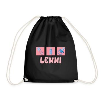 Lenni as a pacifier - Drawstring Bag - black - Front