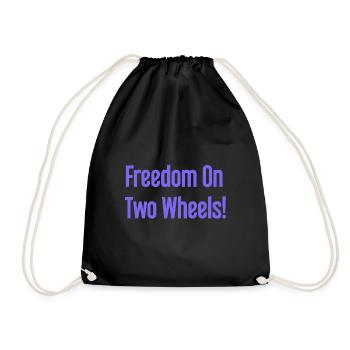 Freedom on Two Wheels - Cyclist Design - Drawstring Bag - black - Front