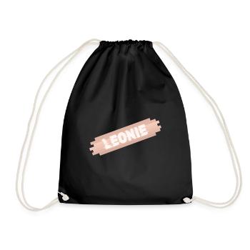 Geschenk für Leonie - Turnbeutel - Schwarz - Vorne