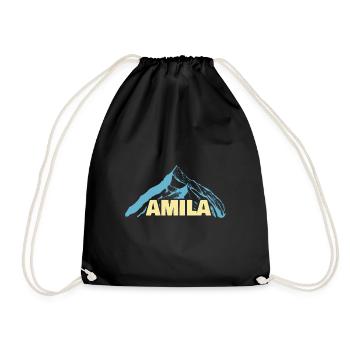 Geschenk für Amila - Turnbeutel - Schwarz - Vorne