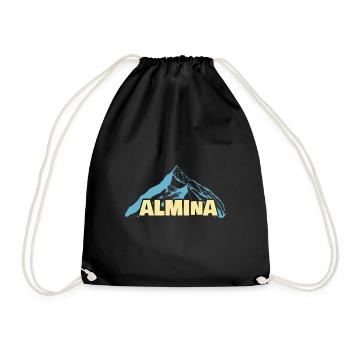 Almina als Frauenname - Turnbeutel - Schwarz - Vorne