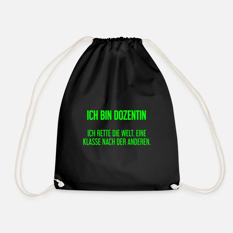 Ich bin Dozentin - ich rette die Welt - Turnbeutel - Schwarz