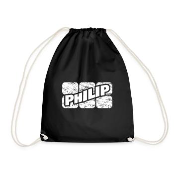 Geschenk für Philip - Turnbeutel - Schwarz - Vorne