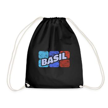 Geschenk für Basil - Turnbeutel - Schwarz - Vorne
