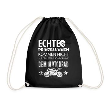 Biker Frauen Motorrad Prinzessin Geschenk - Turnbeutel - Schwarz - Vorne