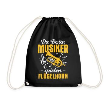 Orchester Horn Musiker Flügelhorn Blasmusik - Turnbeutel - Schwarz - Vorne