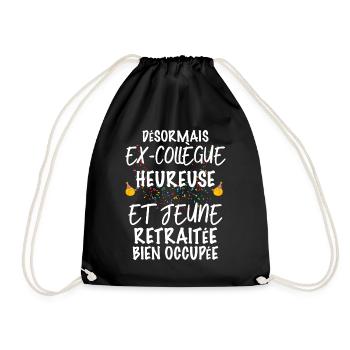 Collègue Cadeau Départ retraite Cadeau Femme - Sac de sport léger - noir - Devant