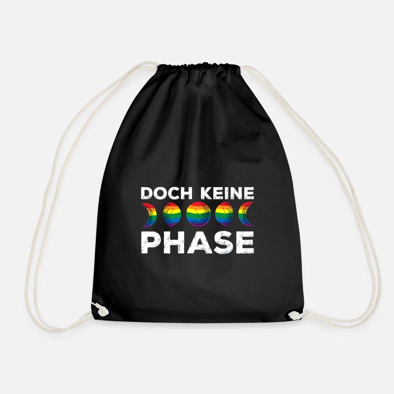 Mondphase Regenbogenflagge Pride Month Geschenk - Turnbeutel - Schwarz