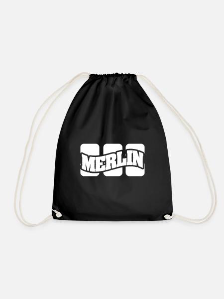 Merlin als Name - Turnbeutel - Schwarz
