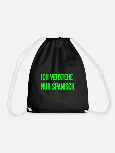 I only understand Spanish - Drawstring Bag - black