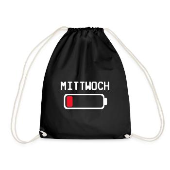 Mittwoch Batterie leer Design - Turnbeutel - Schwarz - Vorne