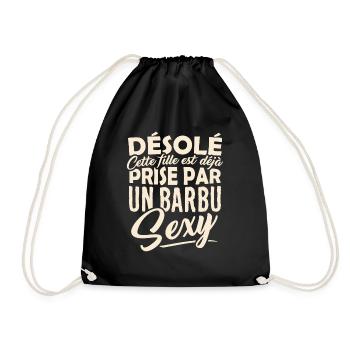 Tshirt Couple - Prise par un Barbu Sexy - Sac de sport léger - noir - Devant