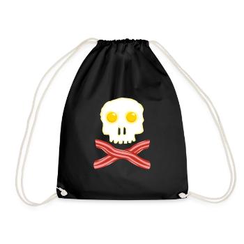Speck und Eier Totenkopf Skull - Bacon Eggs - Turnbeutel - Schwarz - Vorne