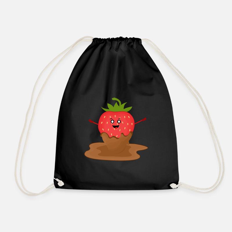 strawberry chocolate - Drawstring Bag - black
