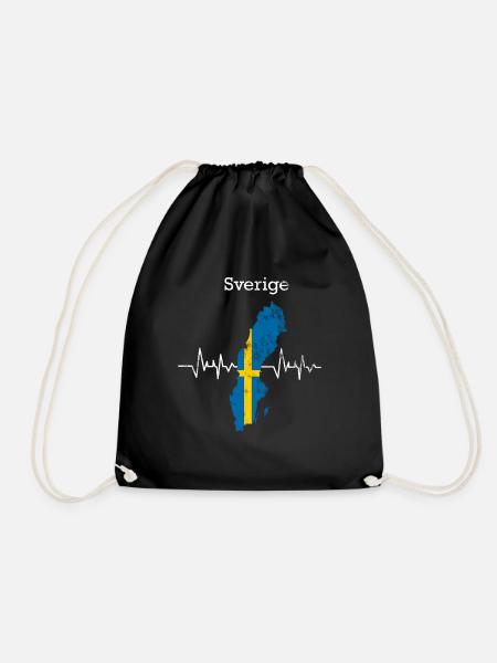 Sweden - Drawstring Bag - black