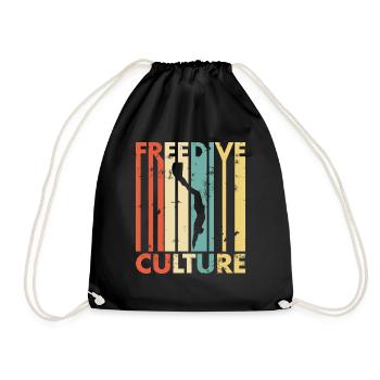 Free diving culture retro silhouette - Drawstring Bag - black - Front
