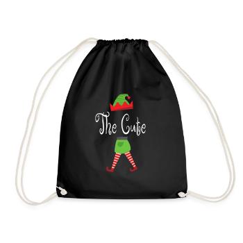 Elf Leprechaun Christmas Gift Group Costume Elf - Drawstring Bag - black - Front