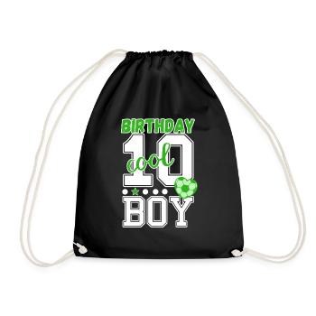 10. Geburtstag Nummer 10 Fußball Junge - Turnbeutel - Schwarz - Vorne
