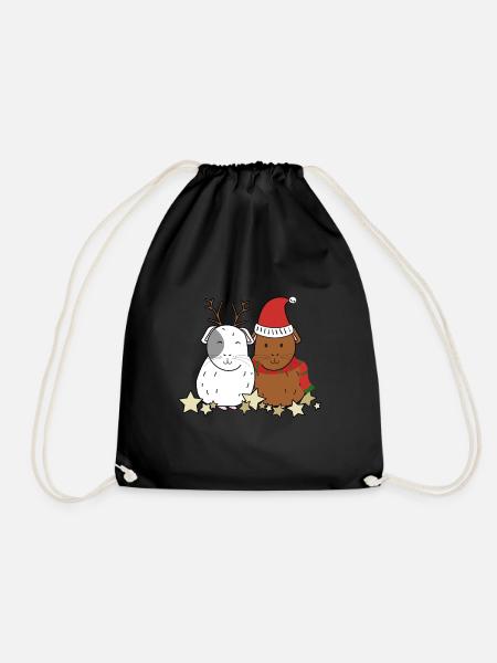 Guinea pig christmas - Drawstring Bag - black