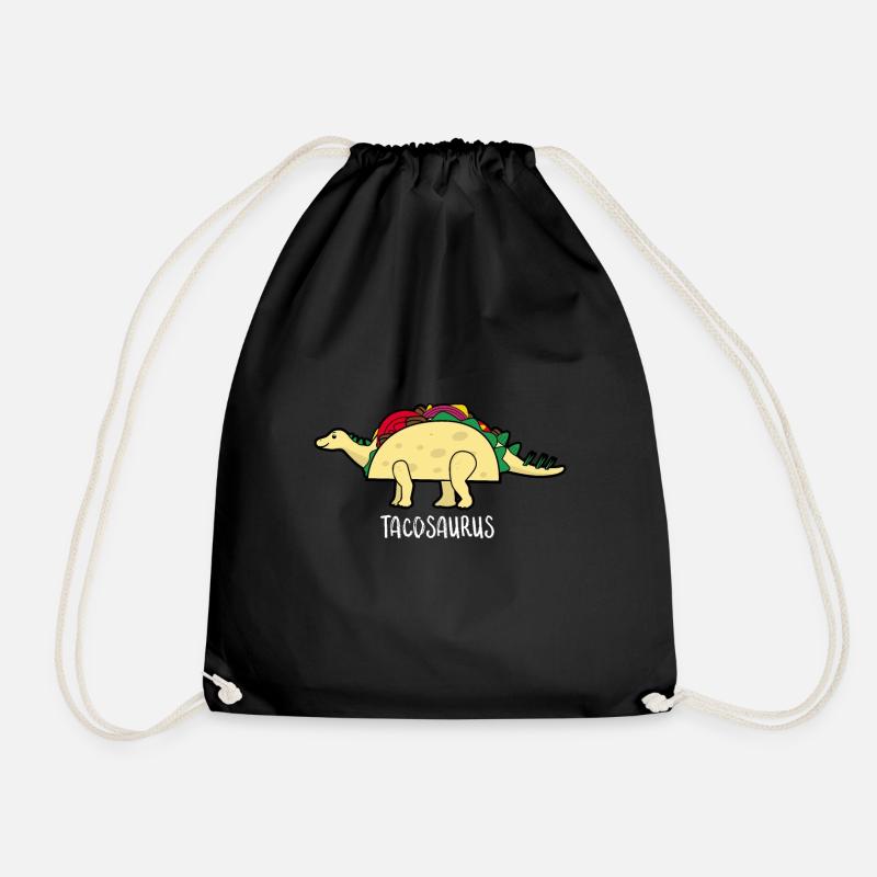 taco dinosaur - Drawstring Bag - black