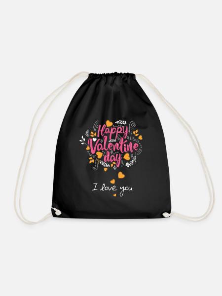 love you 6 - Drawstring Bag - black