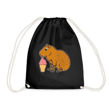 Capybara Eiscreme - Turnbeutel - Schwarz - Vorne